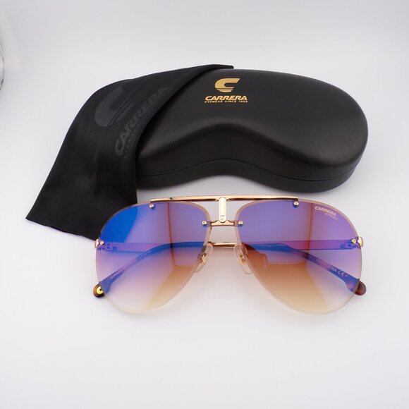 Carrera Rimless Gradient Aviator Pilot Shades, Gold Copper Blue Mirror 1032S A8 - Picture 14 of 14